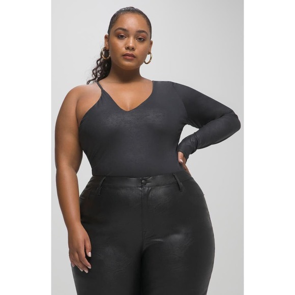 Good American Confidence Asymmetrical Bodysuit Black